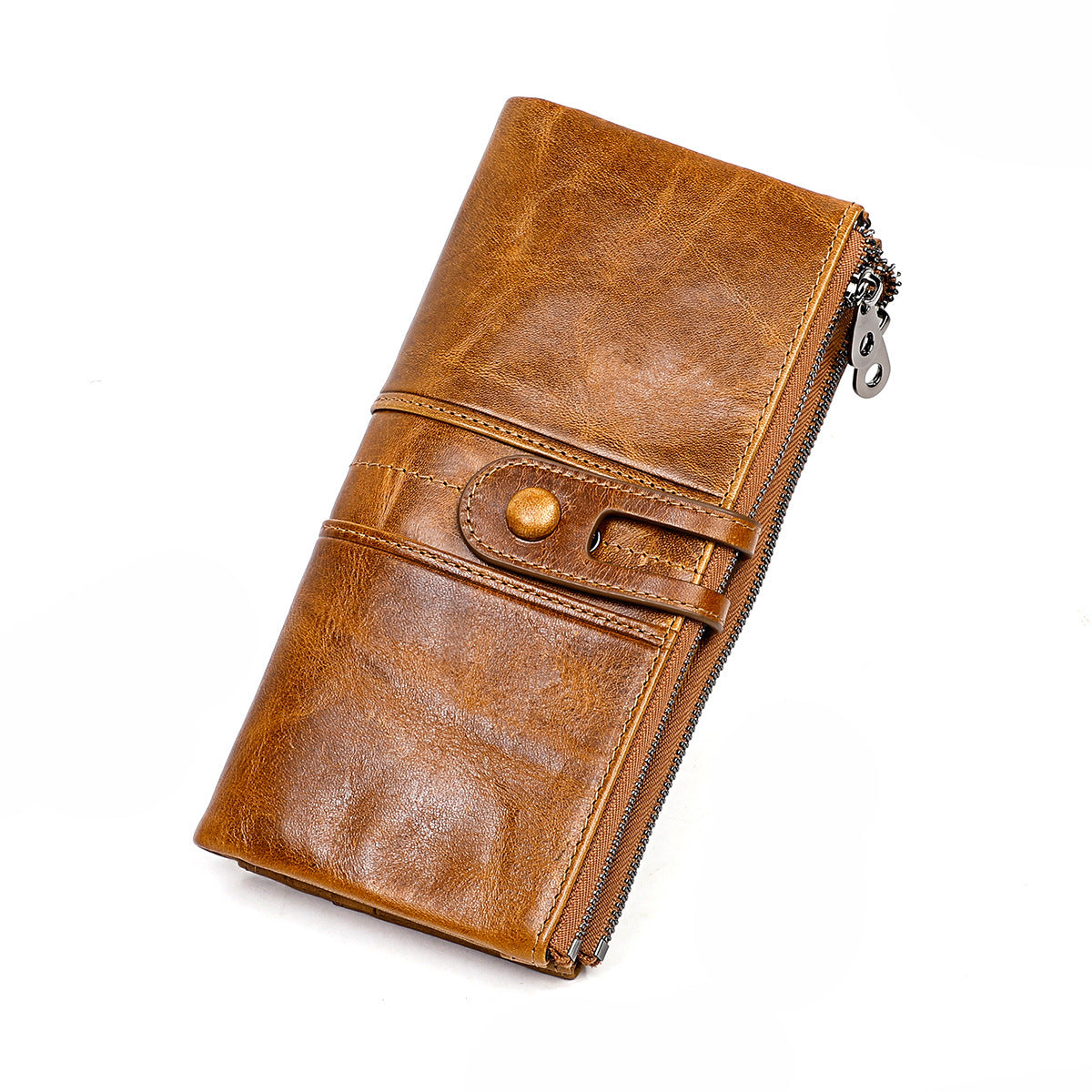 Wholesale Genuine leather tri-fold multifunctional long coin purse